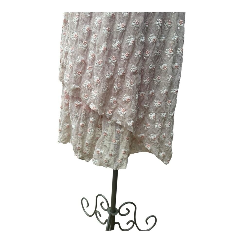 Y2K Free People Boho Fairy Strapless Ruched Floral Mesh Dress Size M Romantic - Picture 7 of 8